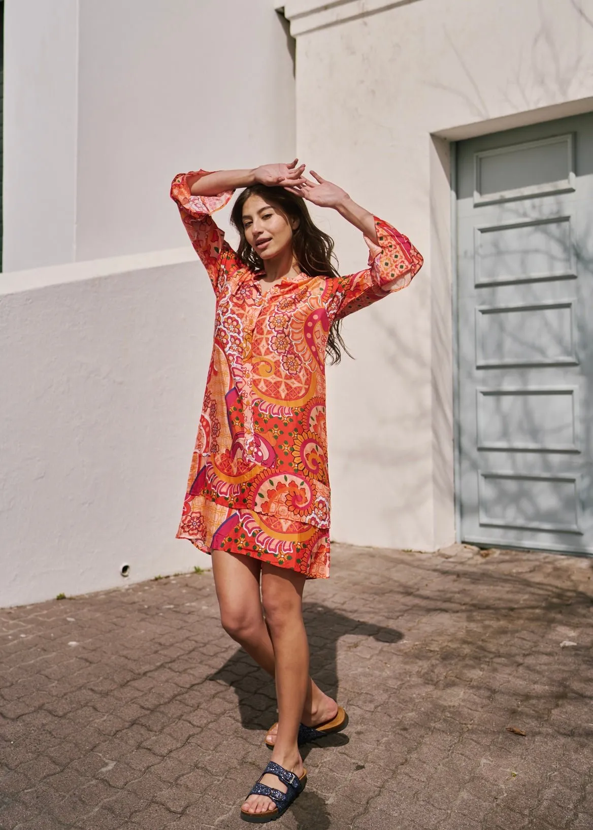 Symphony Dress With Paisley Print In Orange