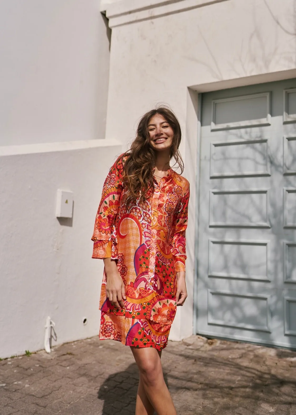 Symphony Dress With Paisley Print In Orange