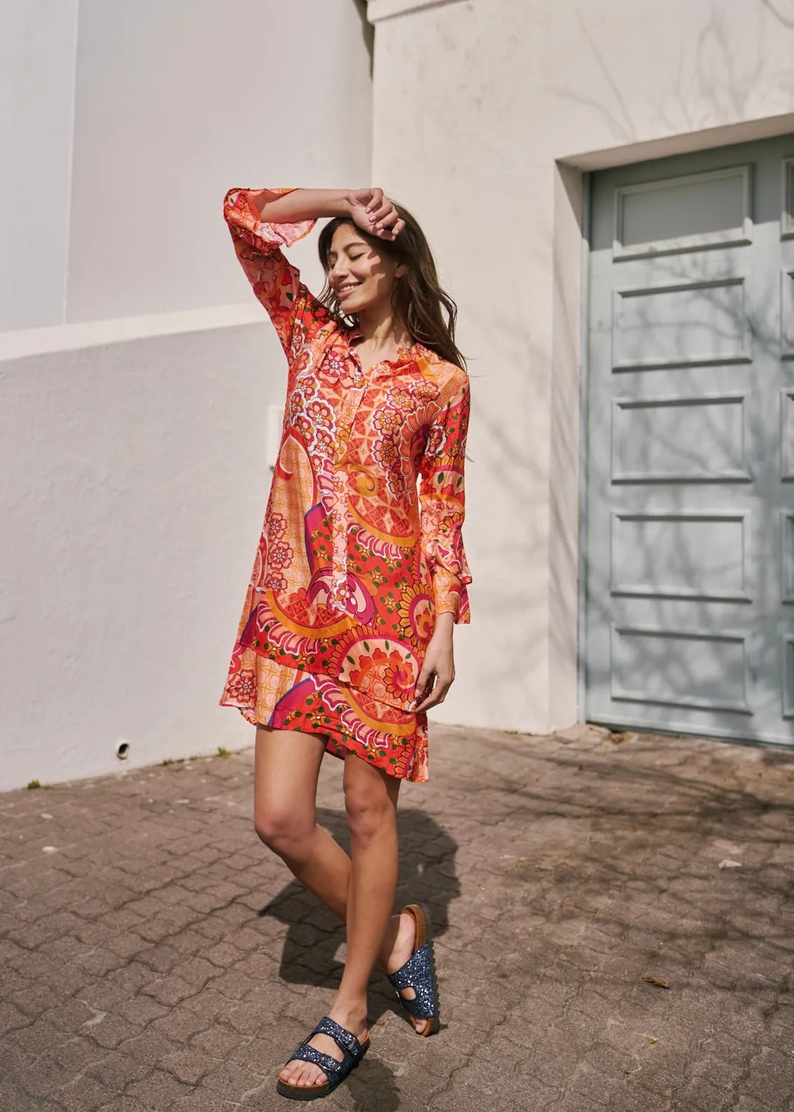 Symphony Dress With Paisley Print In Orange