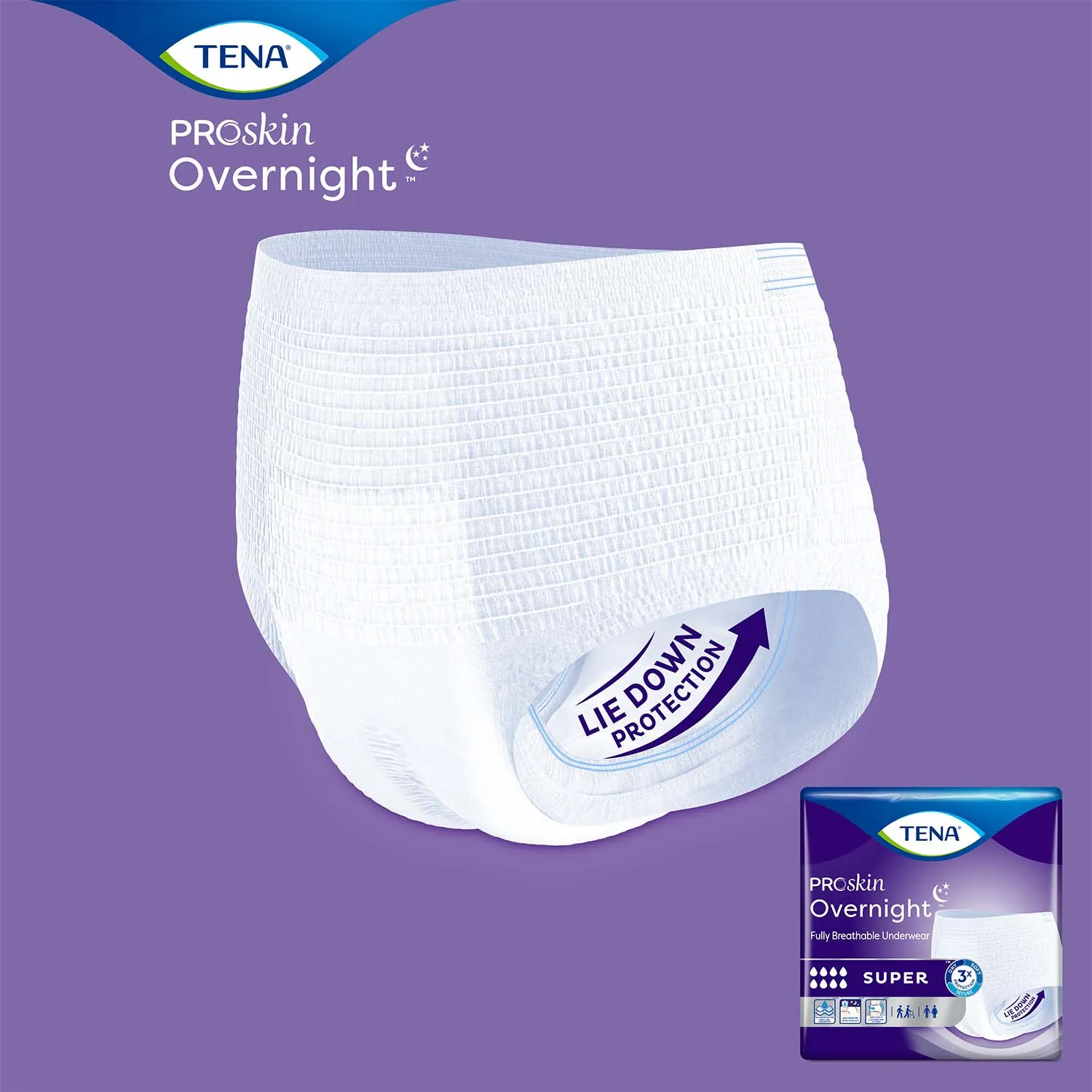 TENA ProSkin Overnight Super Protective Incontinence Underwear 45"- 58", Heavy Absorbency, Unisex, Large