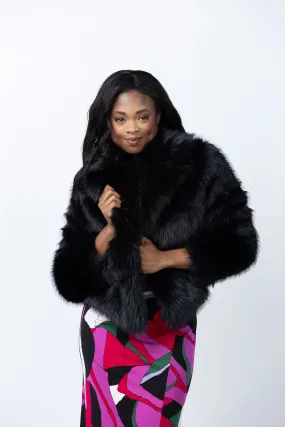 The Sei Faux Fur Bomber in Black