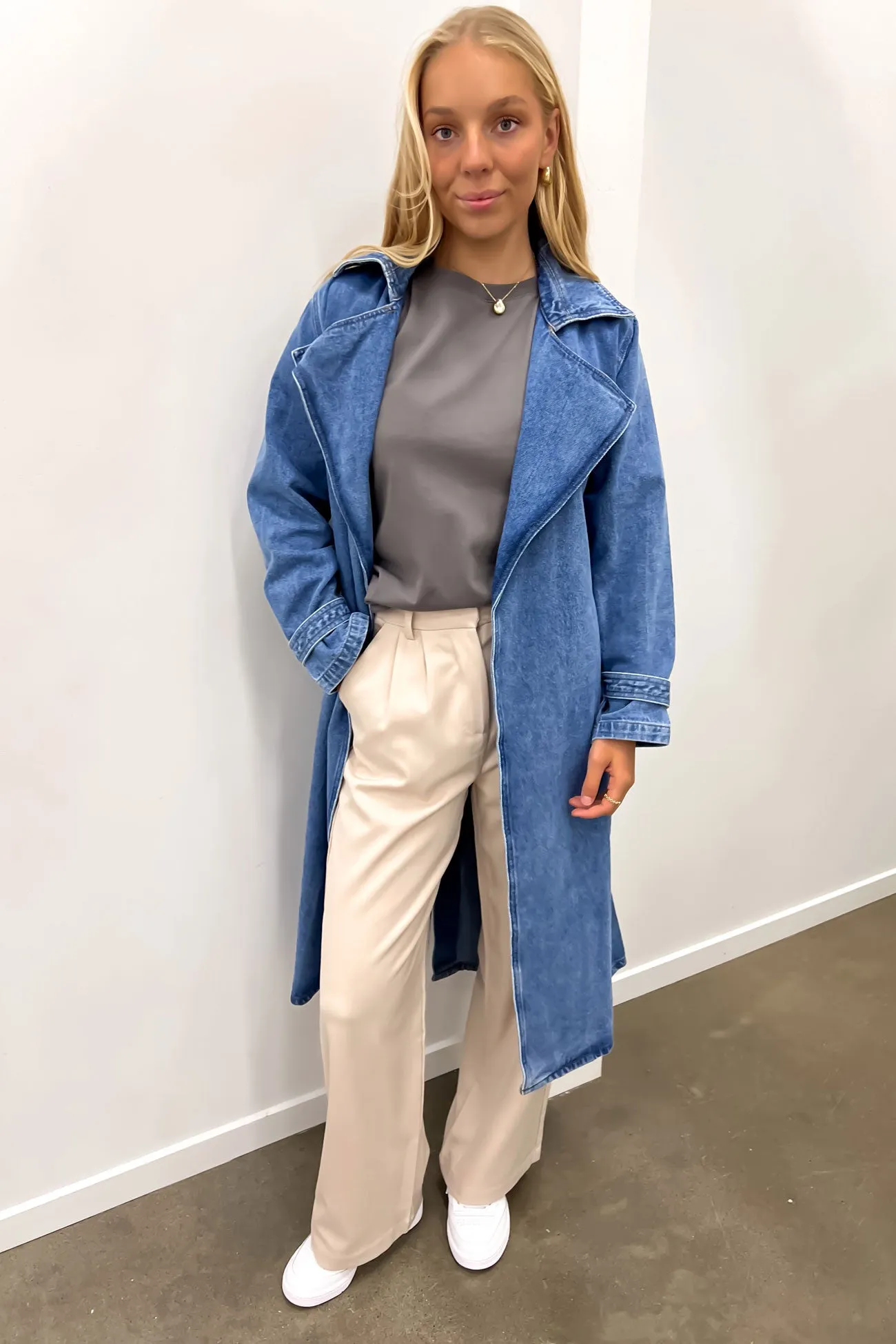 Tori Denim Trench Mid Blue