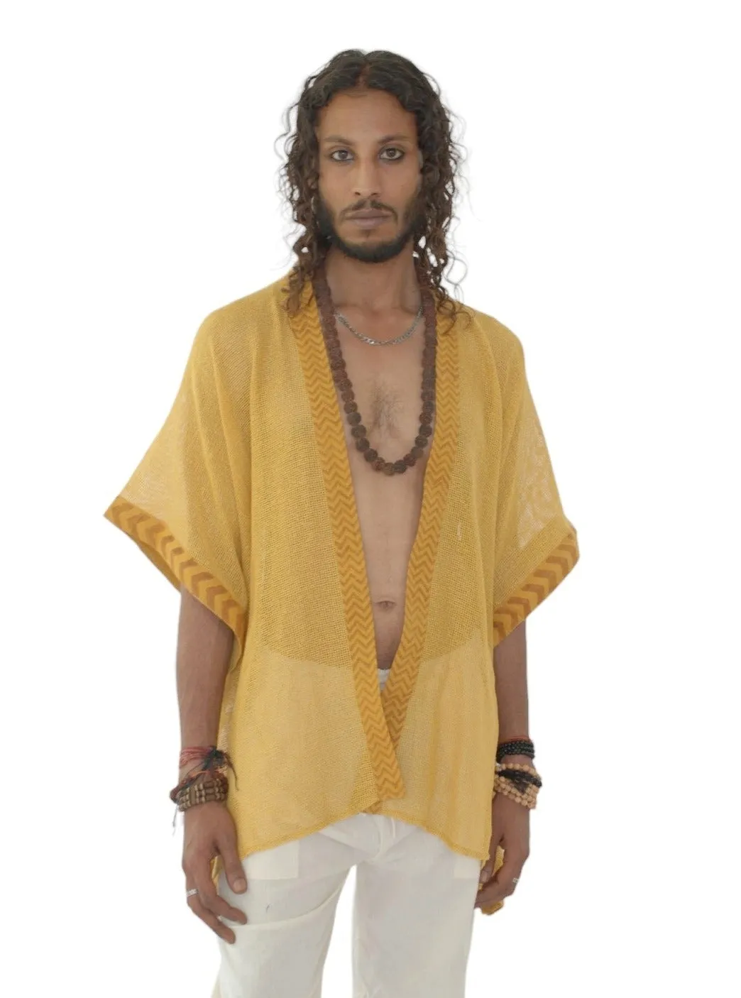 Turmeric Mesh Open Poncho