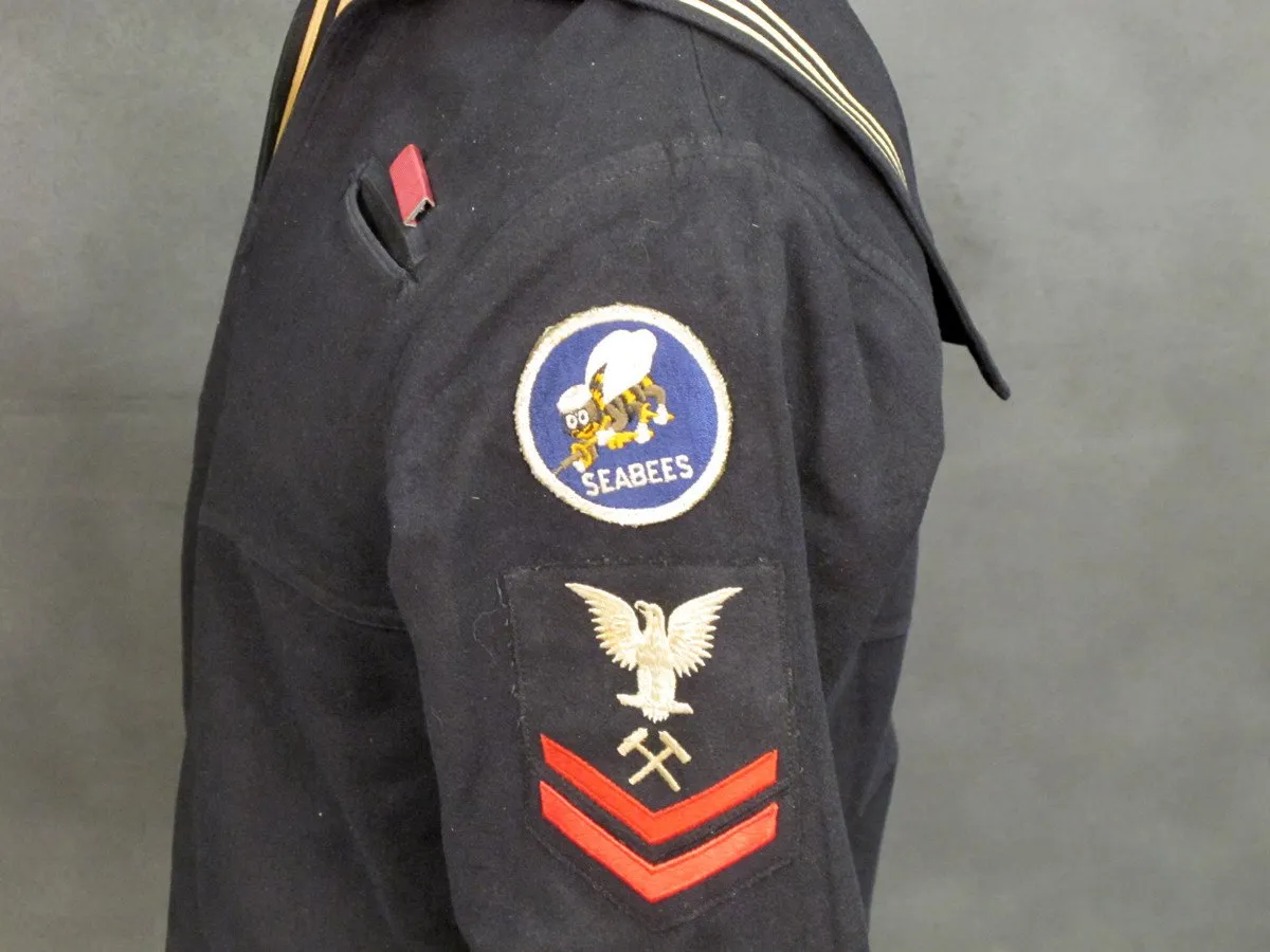 U.S. WWII Navy Seabee Uniform Set & Original Foot Locker