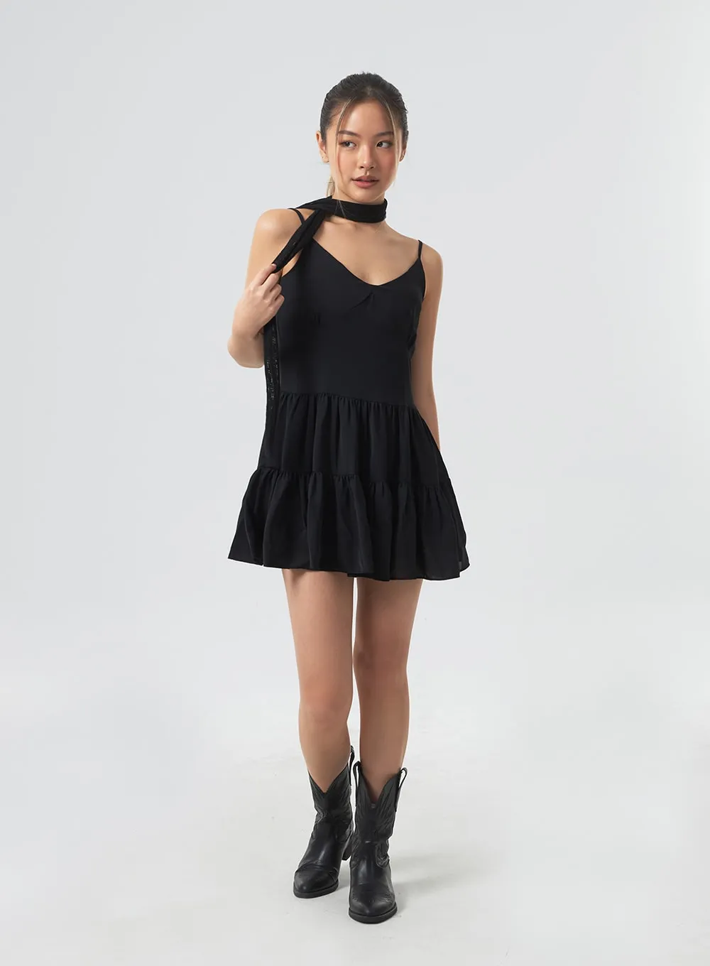 V-Neck Tiered Mini Dress CM331