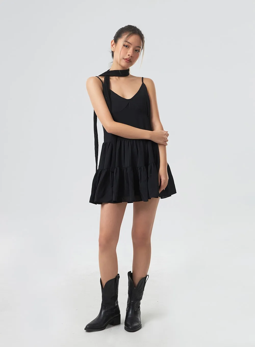 V-Neck Tiered Mini Dress CM331