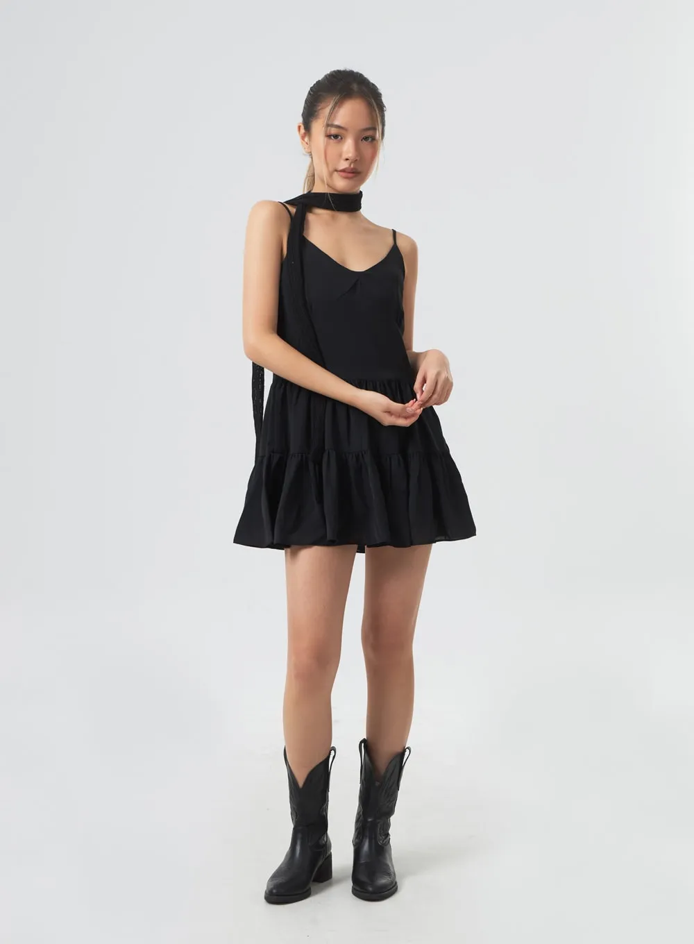 V-Neck Tiered Mini Dress CM331