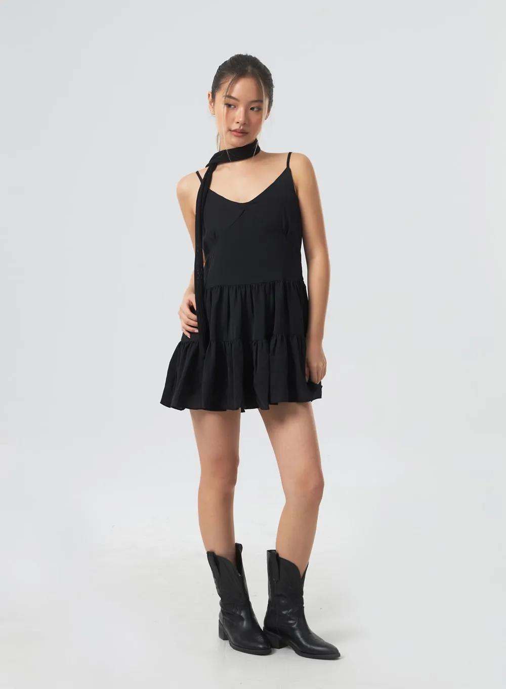 V-Neck Tiered Mini Dress CM331