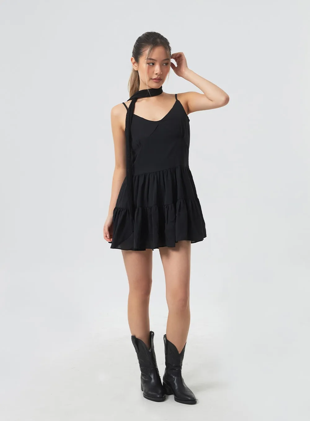 V-Neck Tiered Mini Dress CM331