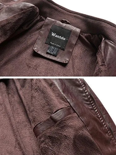 Wantdo Men's Leather Jacket with Removable Hood