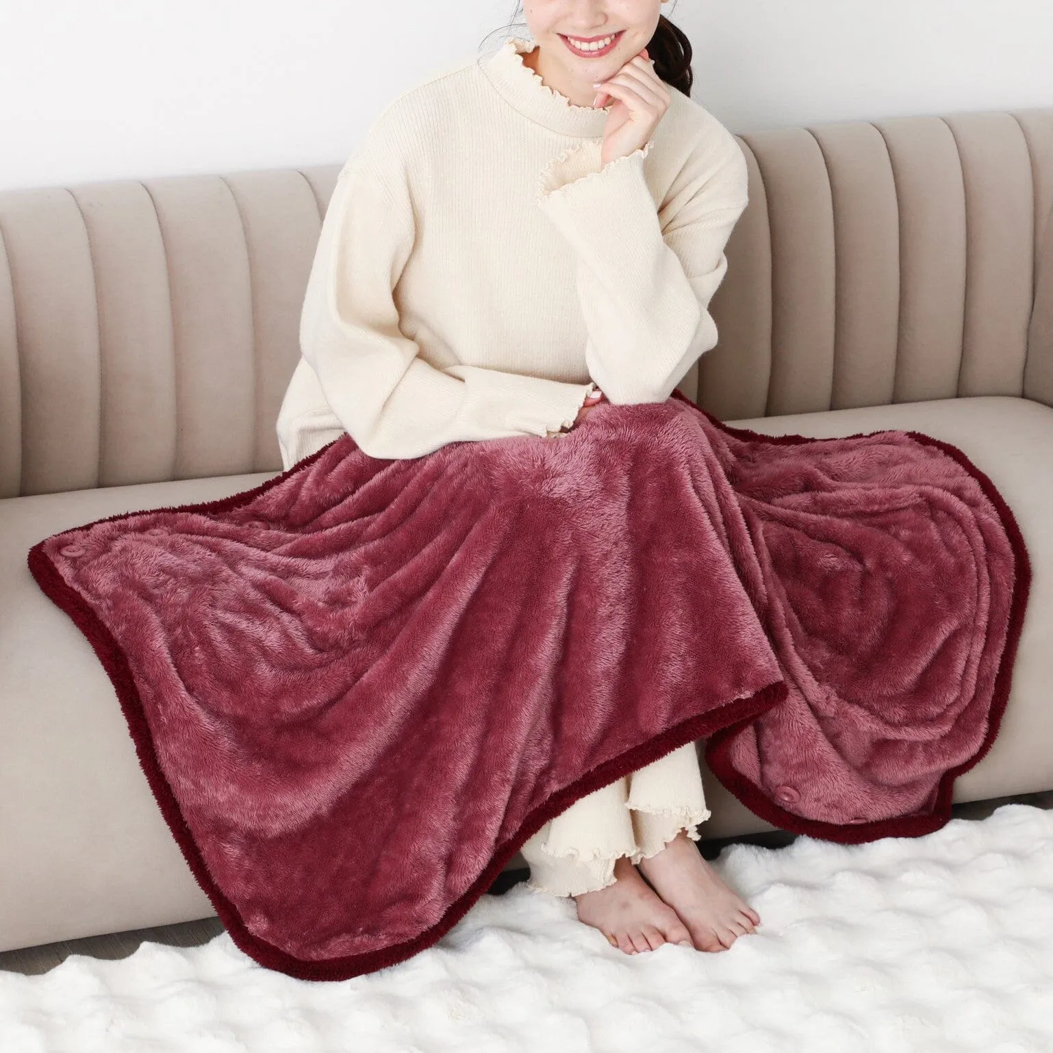 Warm Fleece 4Way Poncho  Gray