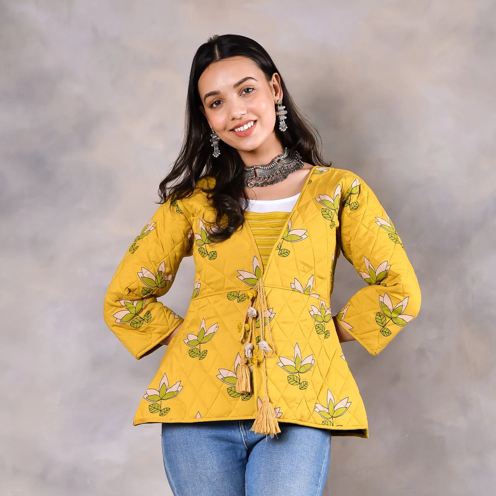 Water Lily Mustard Quilted Jacket