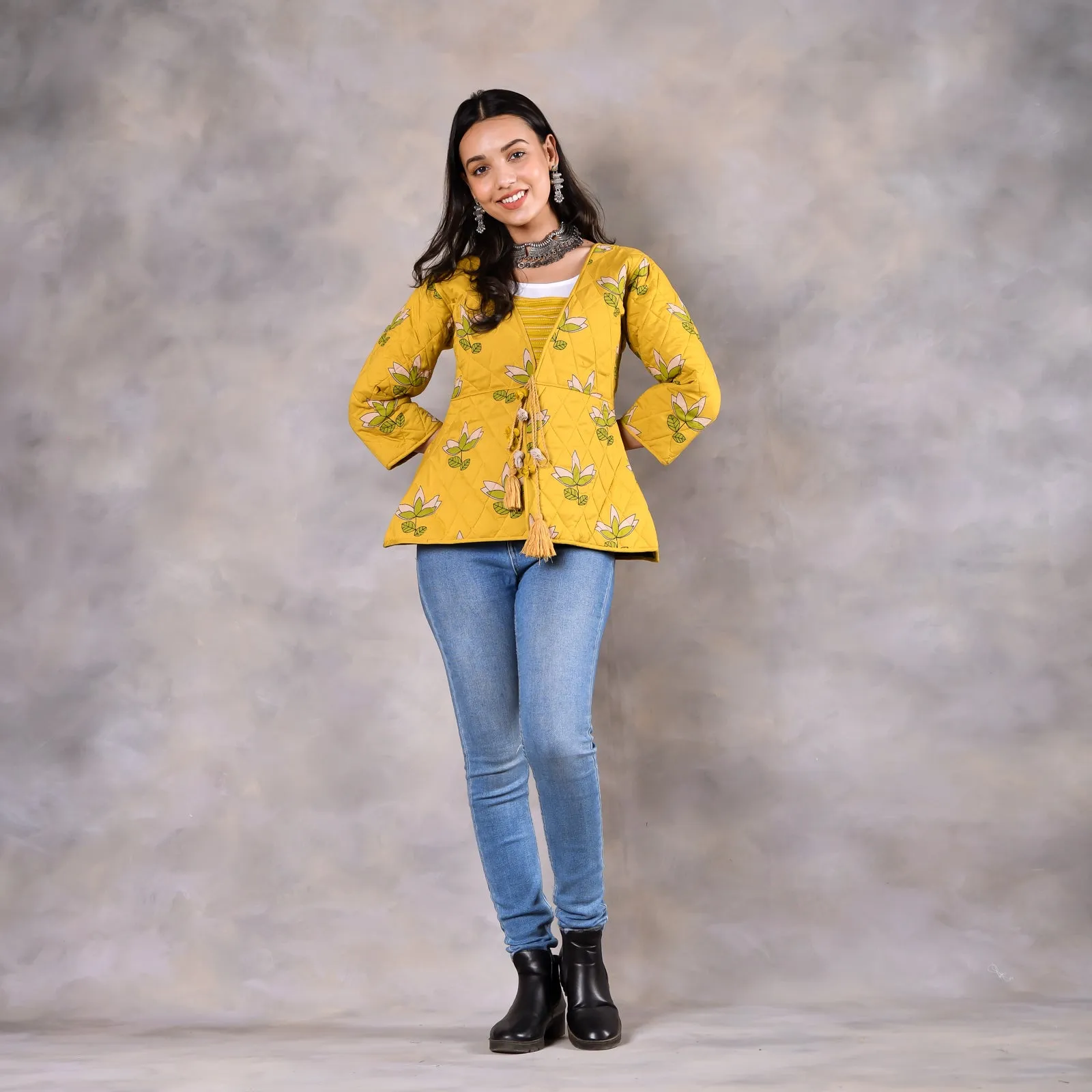 Water Lily Mustard Quilted Jacket