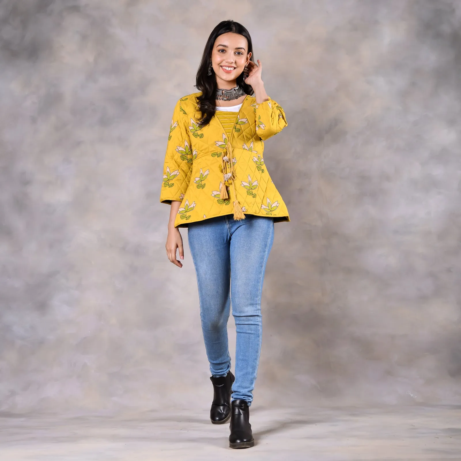 Water Lily Mustard Quilted Jacket