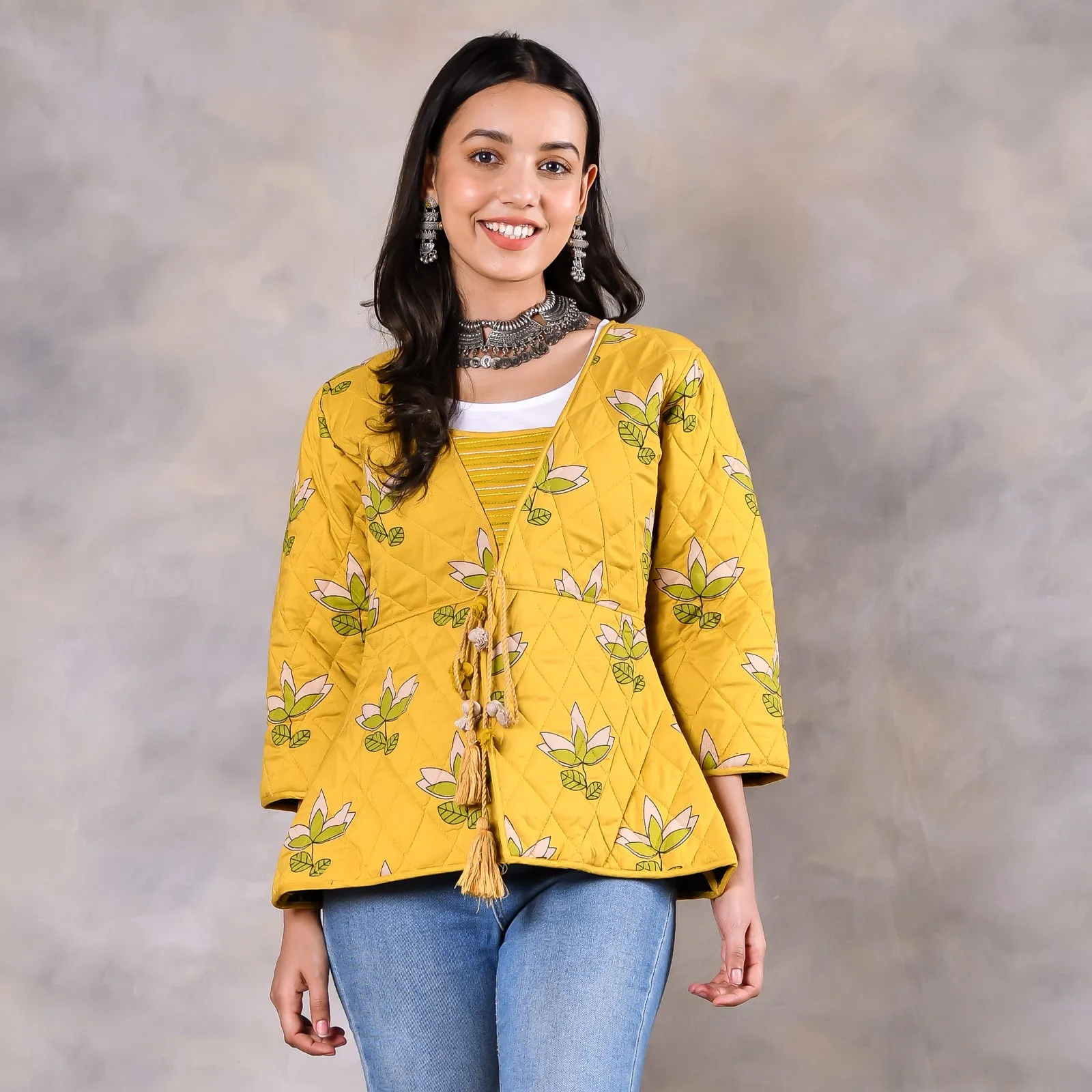 Water Lily Mustard Quilted Jacket