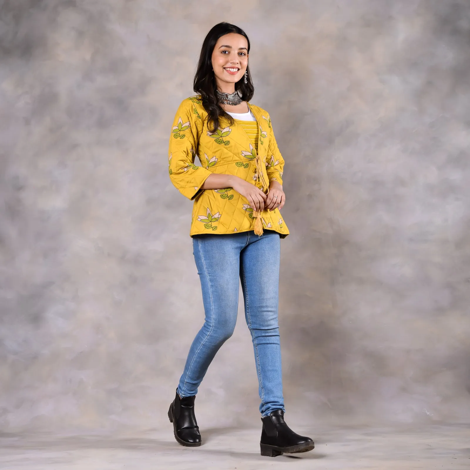 Water Lily Mustard Quilted Jacket