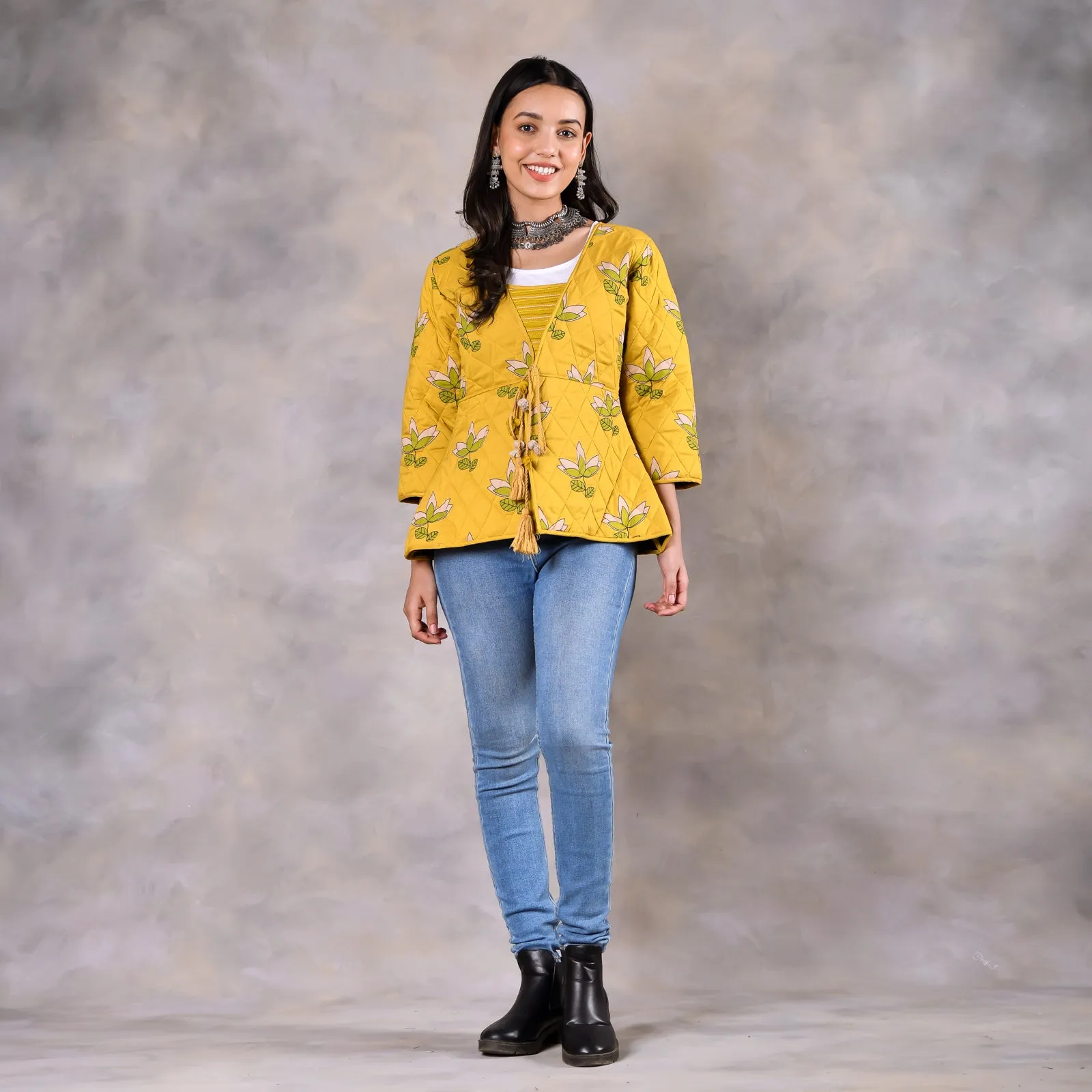 Water Lily Mustard Quilted Jacket