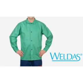 Weldas 33-6630XL 9oz Green Welding Jacket 30" Cotton FR Size XL