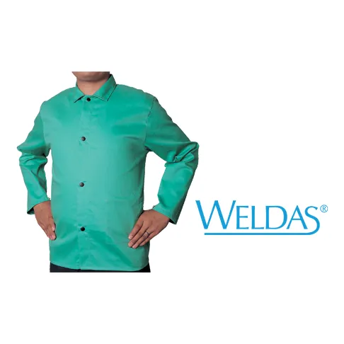 Weldas 33-6630XL 9oz Green Welding Jacket 30" Cotton FR Size XL