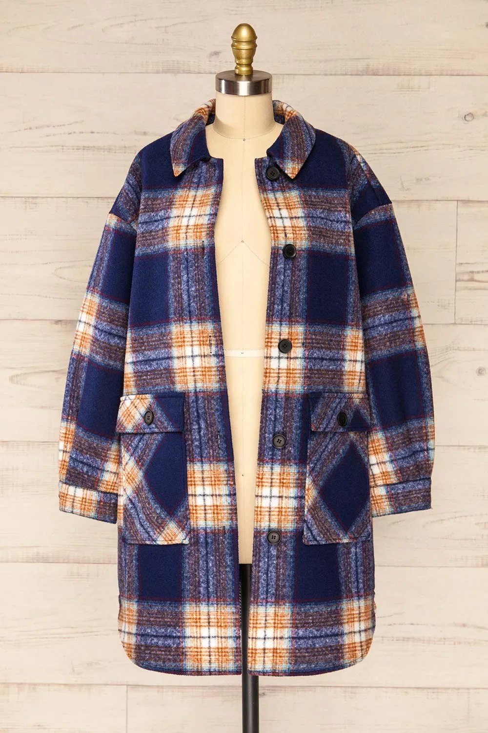 Wellor Blue | Oversized Plaid Shirt Jacket