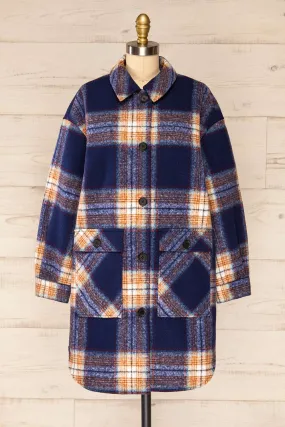 Wellor Blue | Oversized Plaid Shirt Jacket