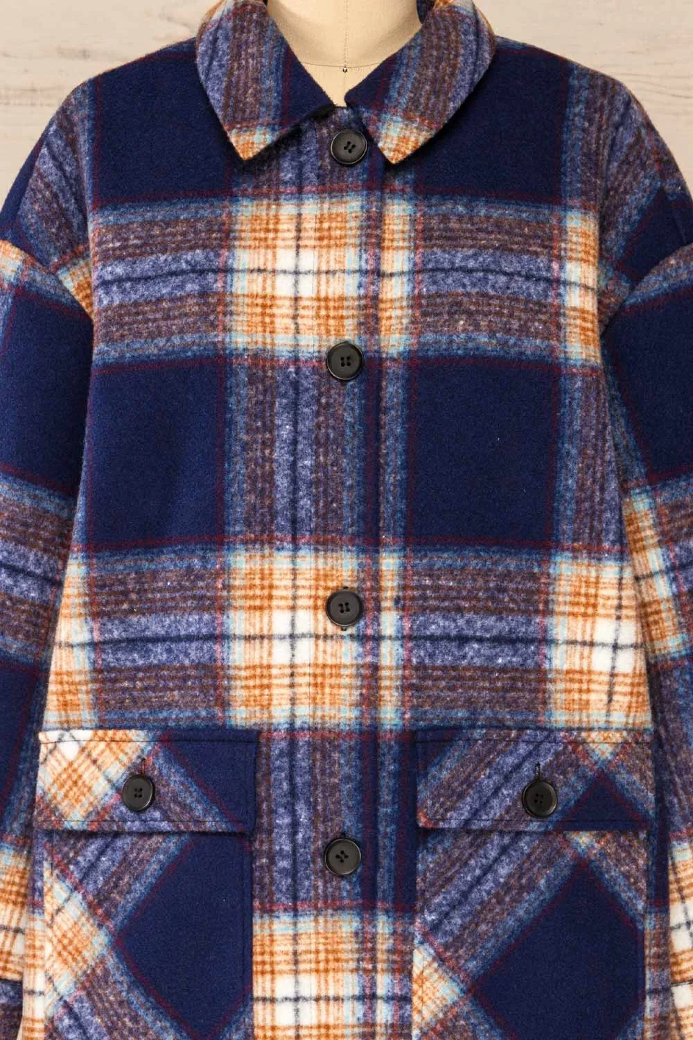 Wellor Blue | Oversized Plaid Shirt Jacket