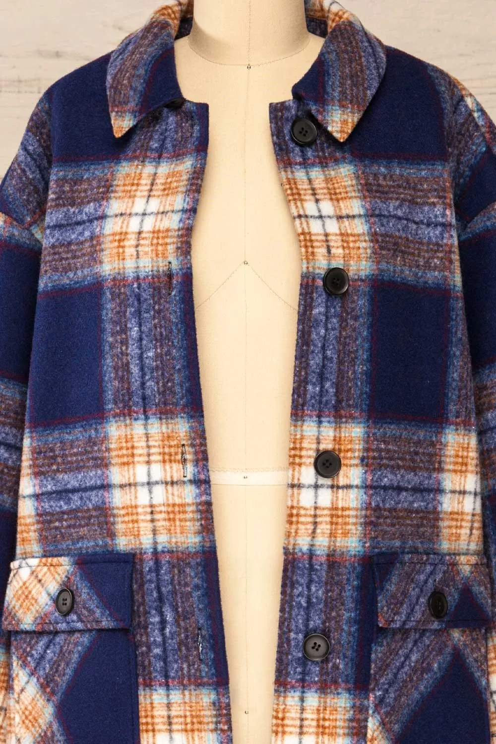 Wellor Blue | Oversized Plaid Shirt Jacket