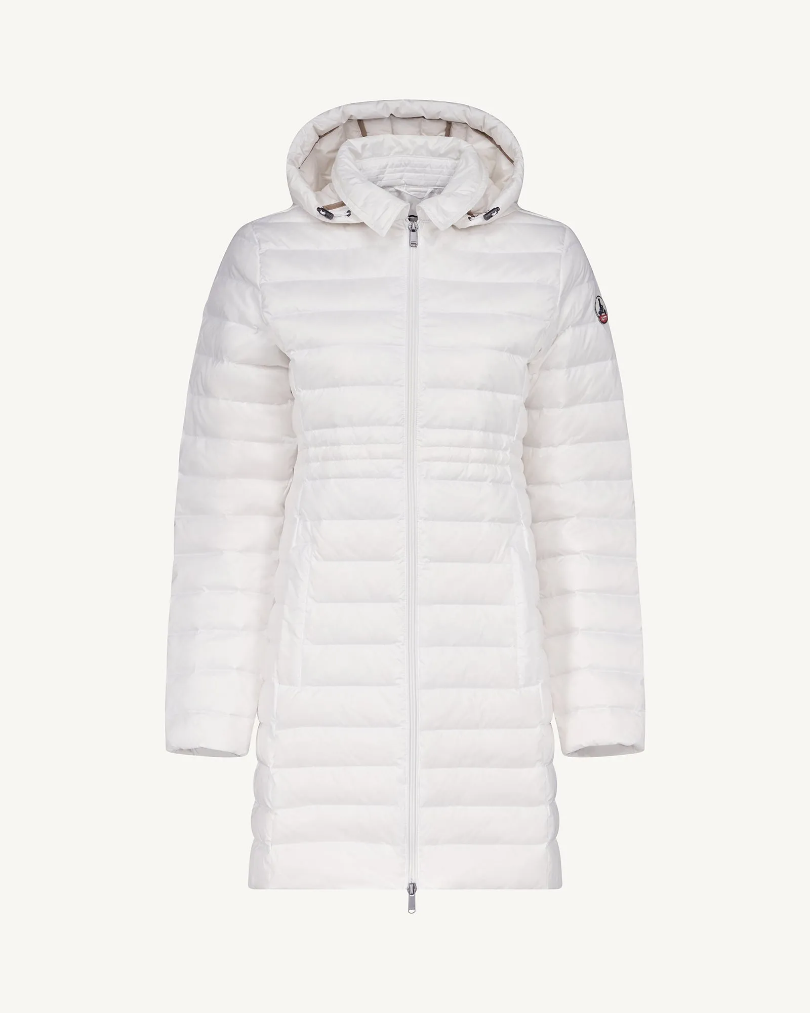 White Vero long hooded puffer jacket