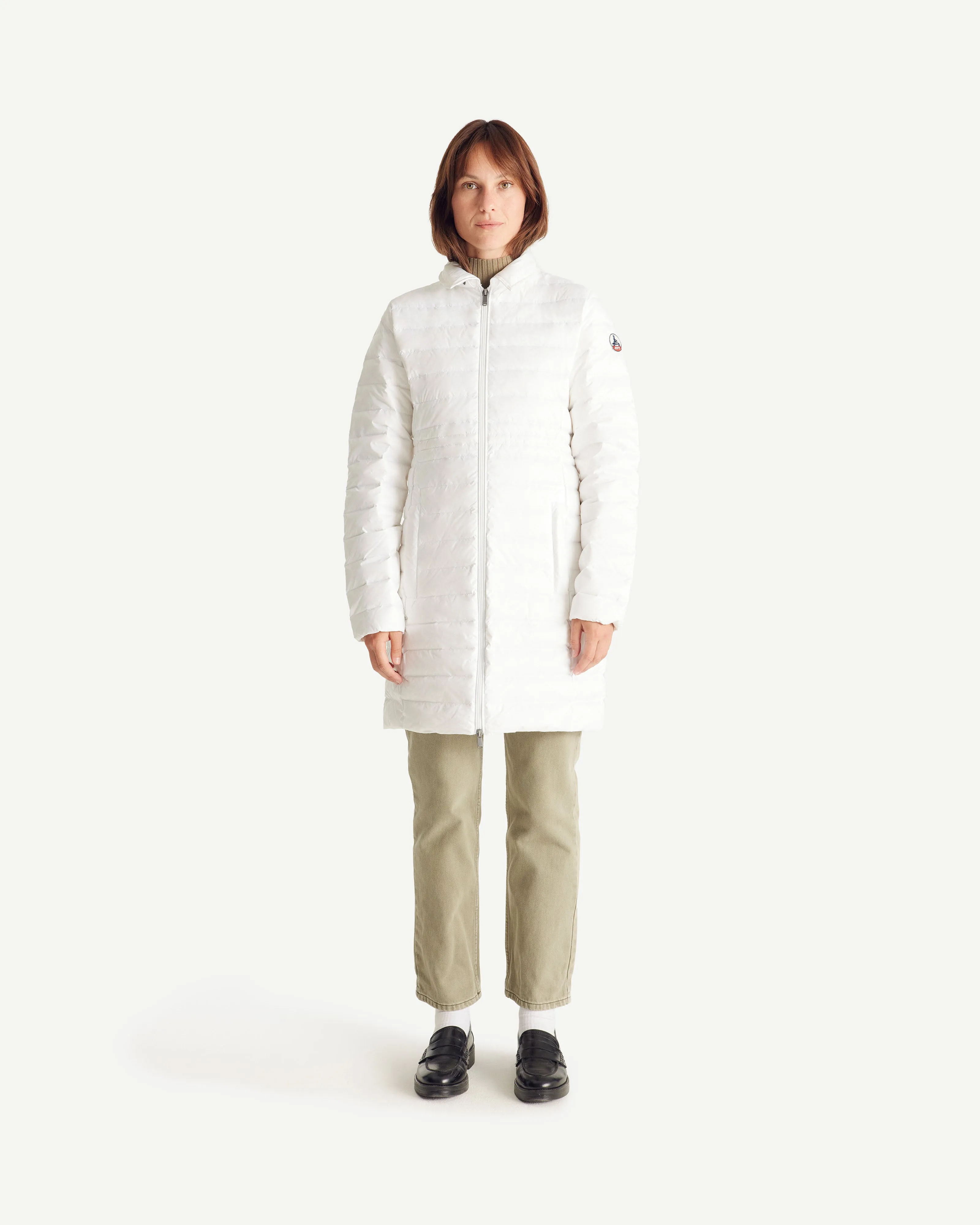 White Vero long hooded puffer jacket