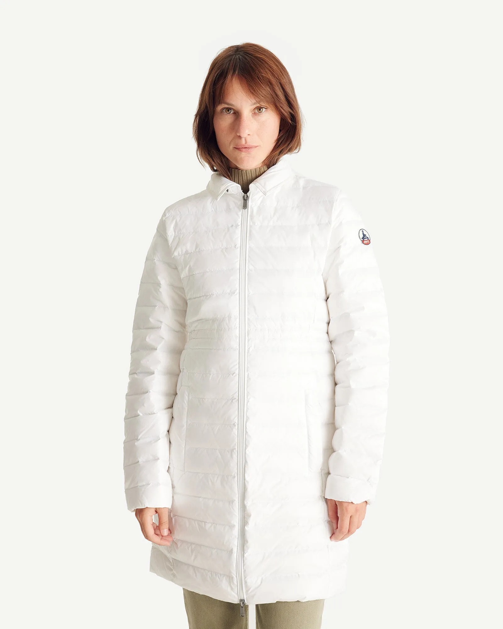 White Vero long hooded puffer jacket