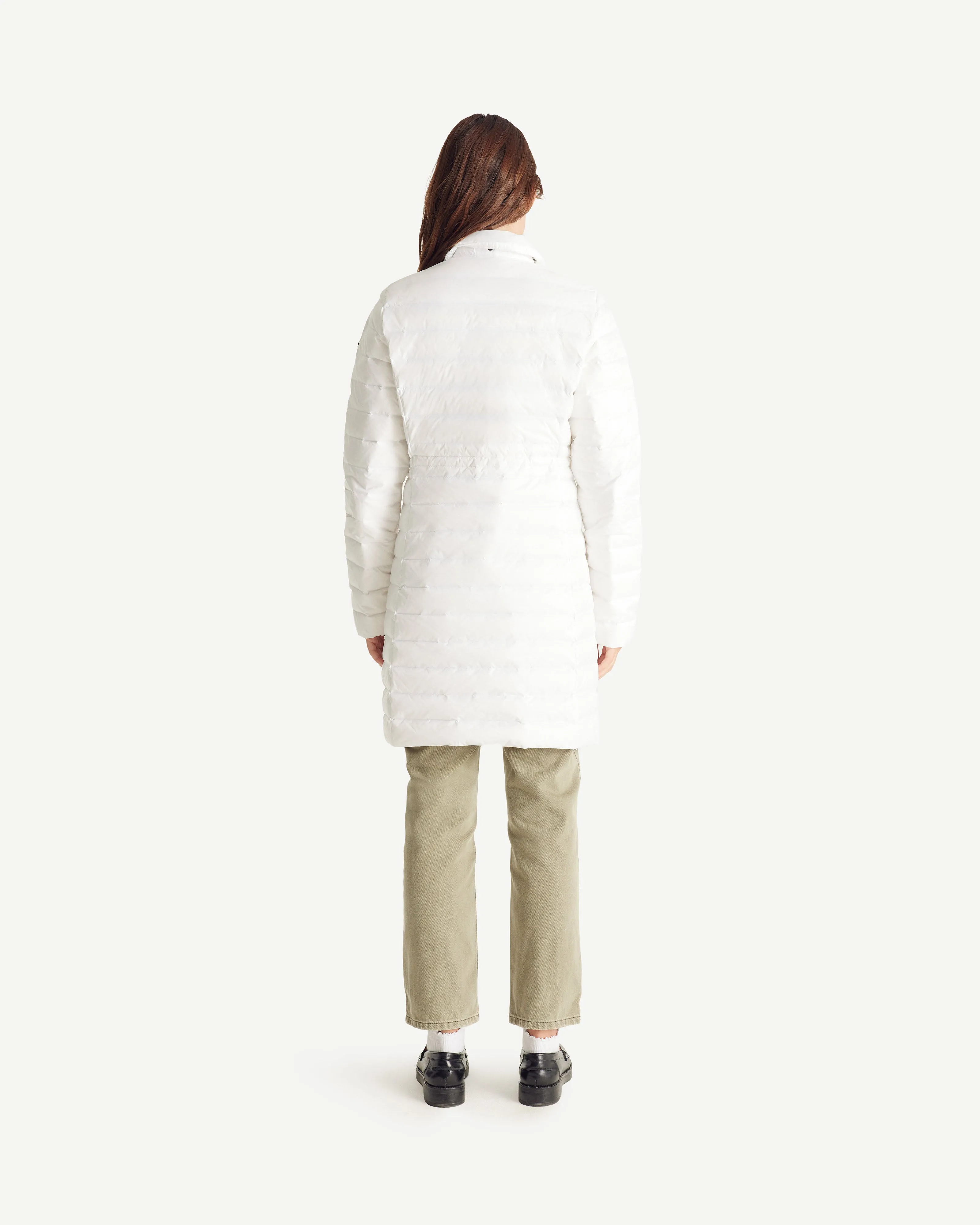 White Vero long hooded puffer jacket