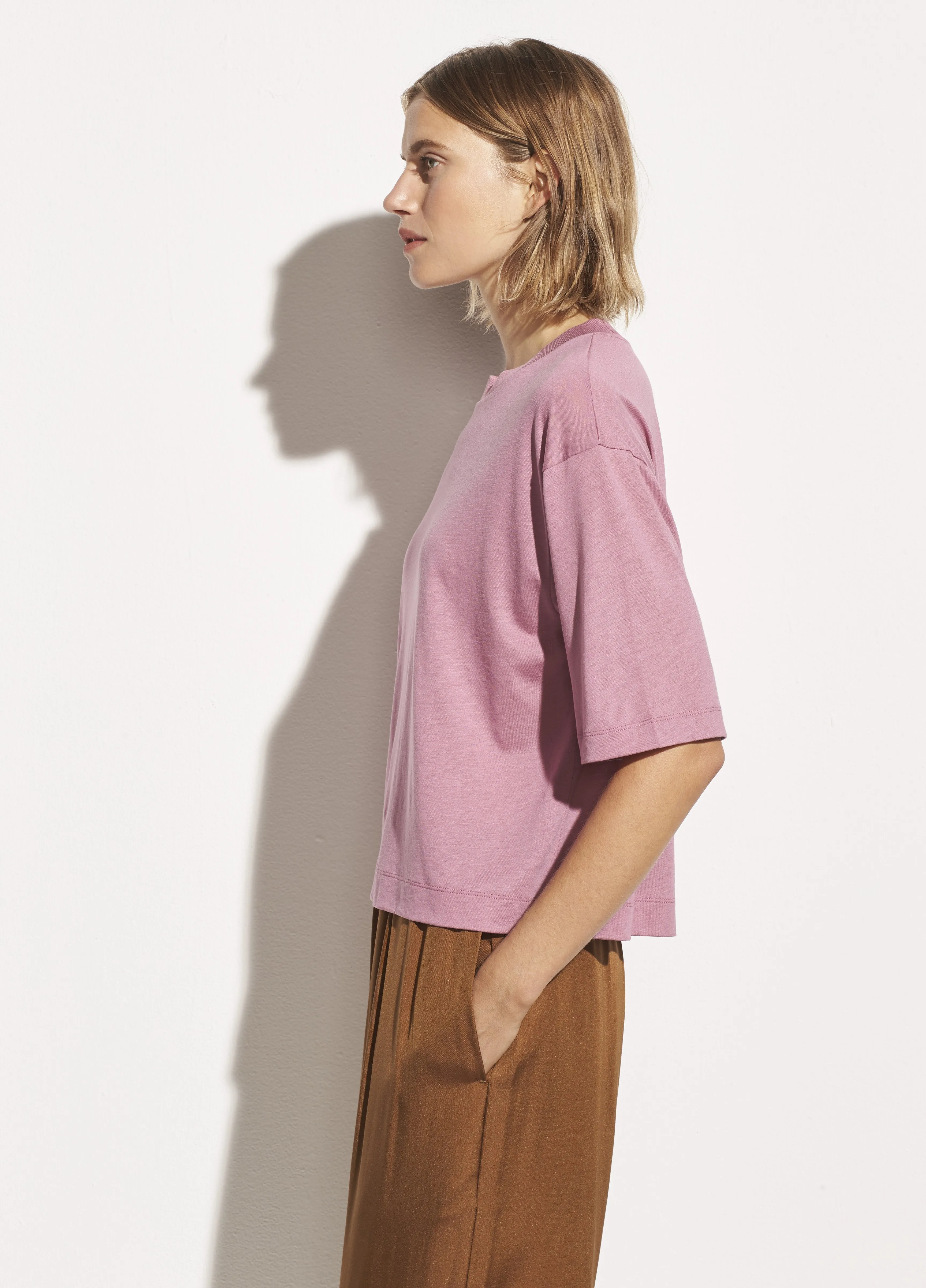 Wide Sleeve Crop Tee in Rose Root