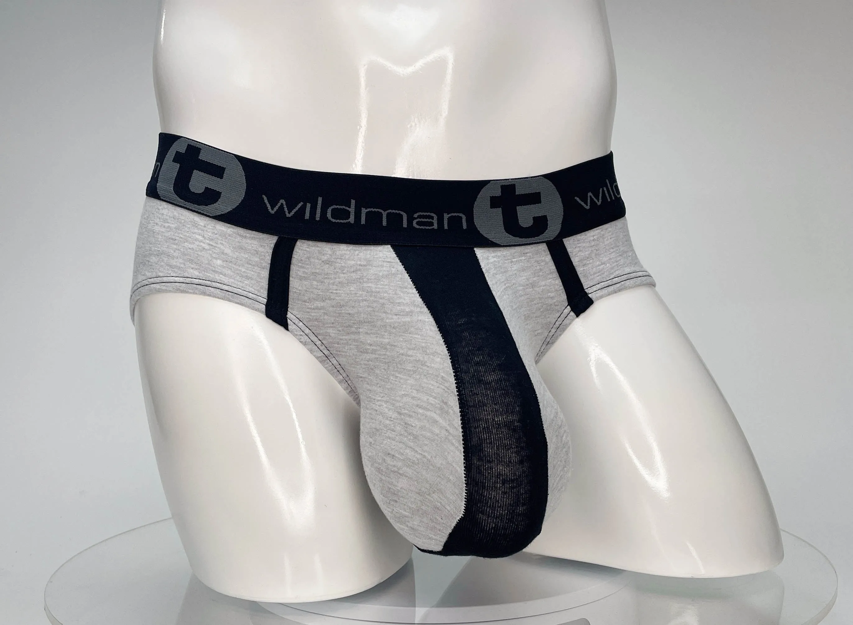 WildmanT Cotton Monster Cock Brief Black and Gray