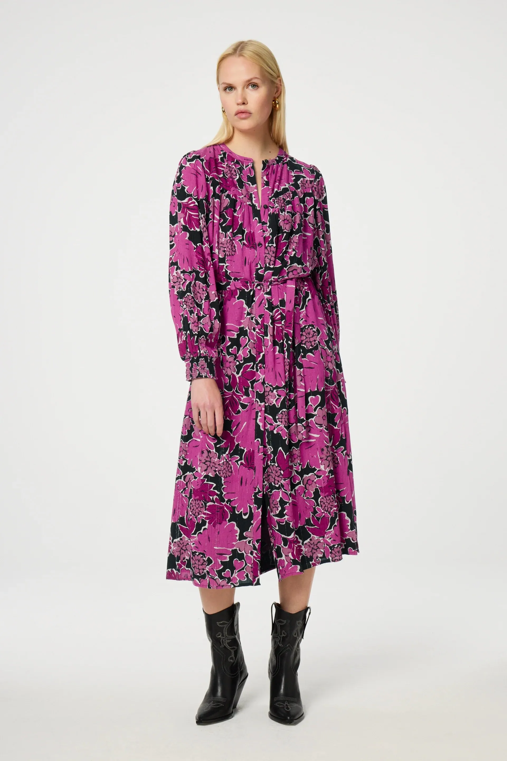 Willa Dress Passiflora Black/Raspberry