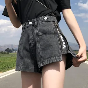 Wjczt Black Fashion Summer Mini Casual High Waist Sexy Womens Jeans Short Pants Denim Shorts Distressed Hot Vintage Aesthetic Korean