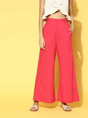 Women Fuchsia Wide Leg Pants