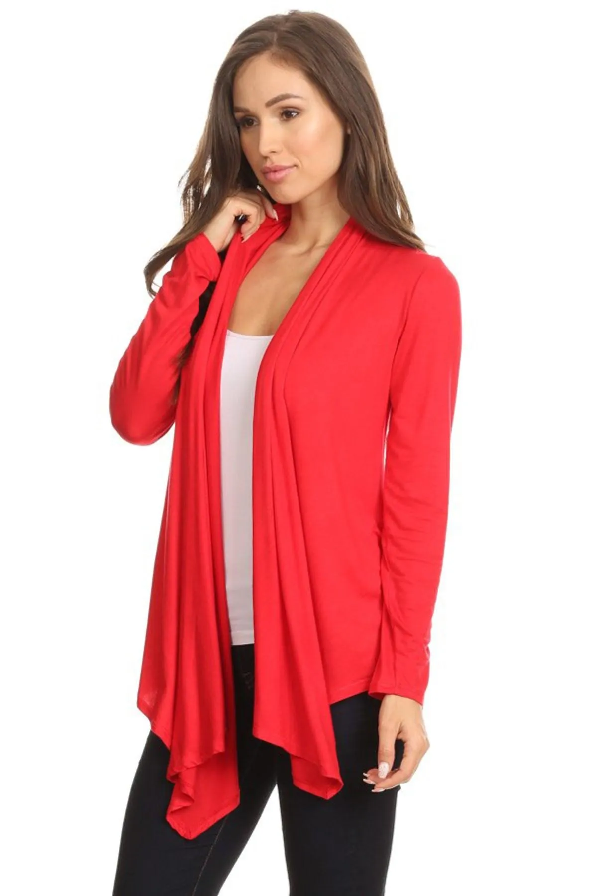 Women's Casual Solid Long Sleeve Drape Open Front Cardigan