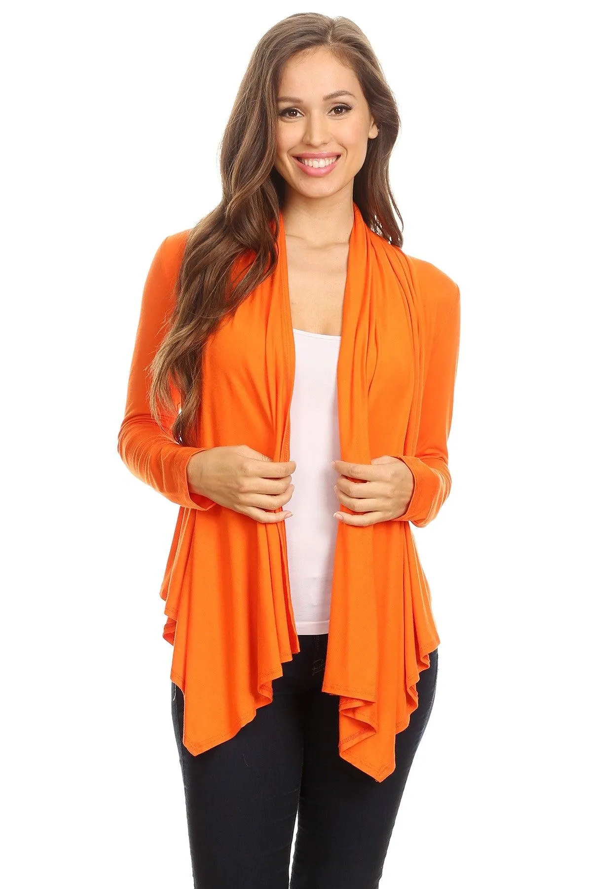 Women's Casual Solid Long Sleeve Drape Open Front Cardigan