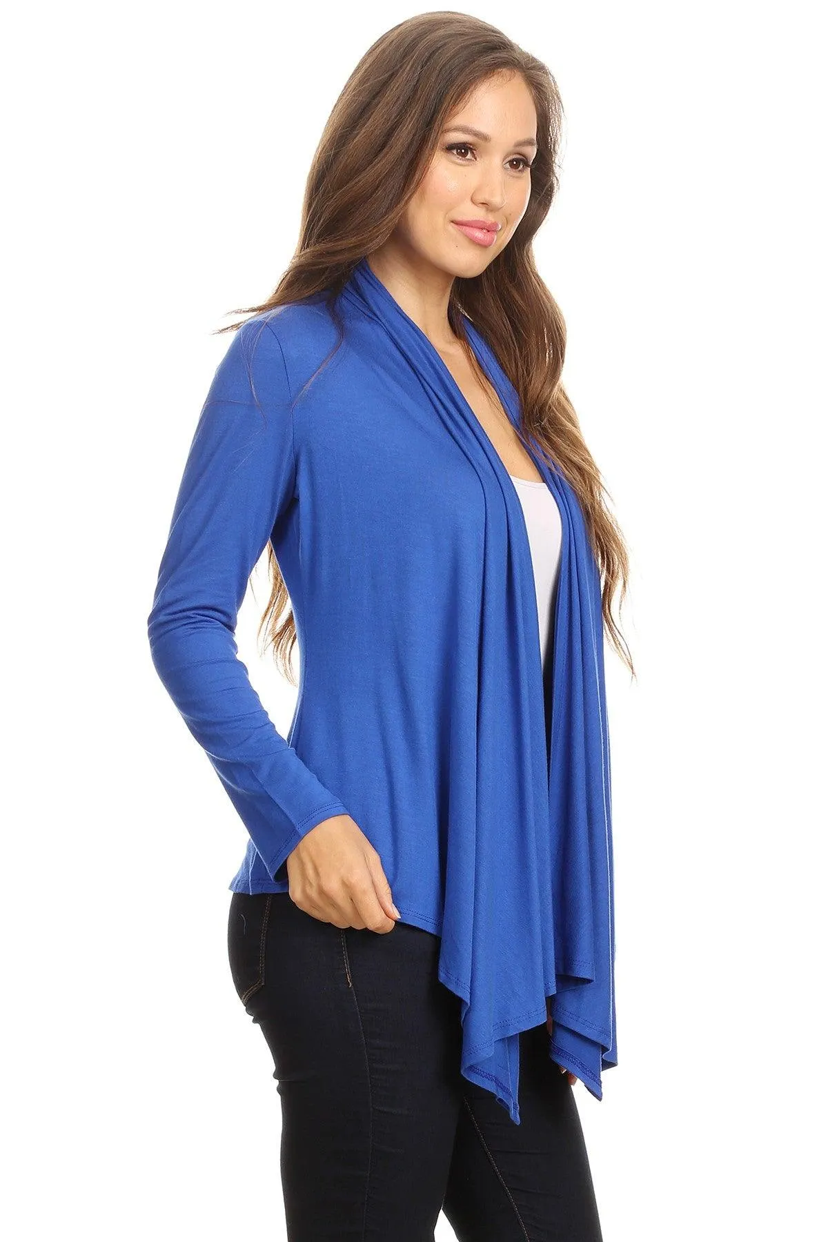 Women's Casual Solid Long Sleeve Drape Open Front Cardigan