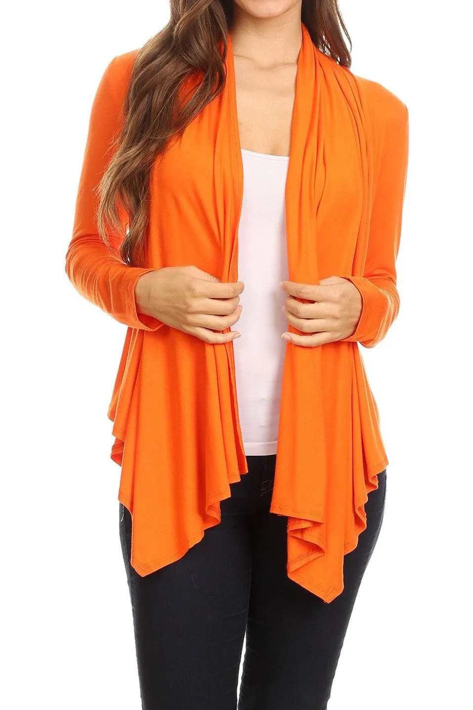 Women's Casual Solid Long Sleeve Drape Open Front Cardigan