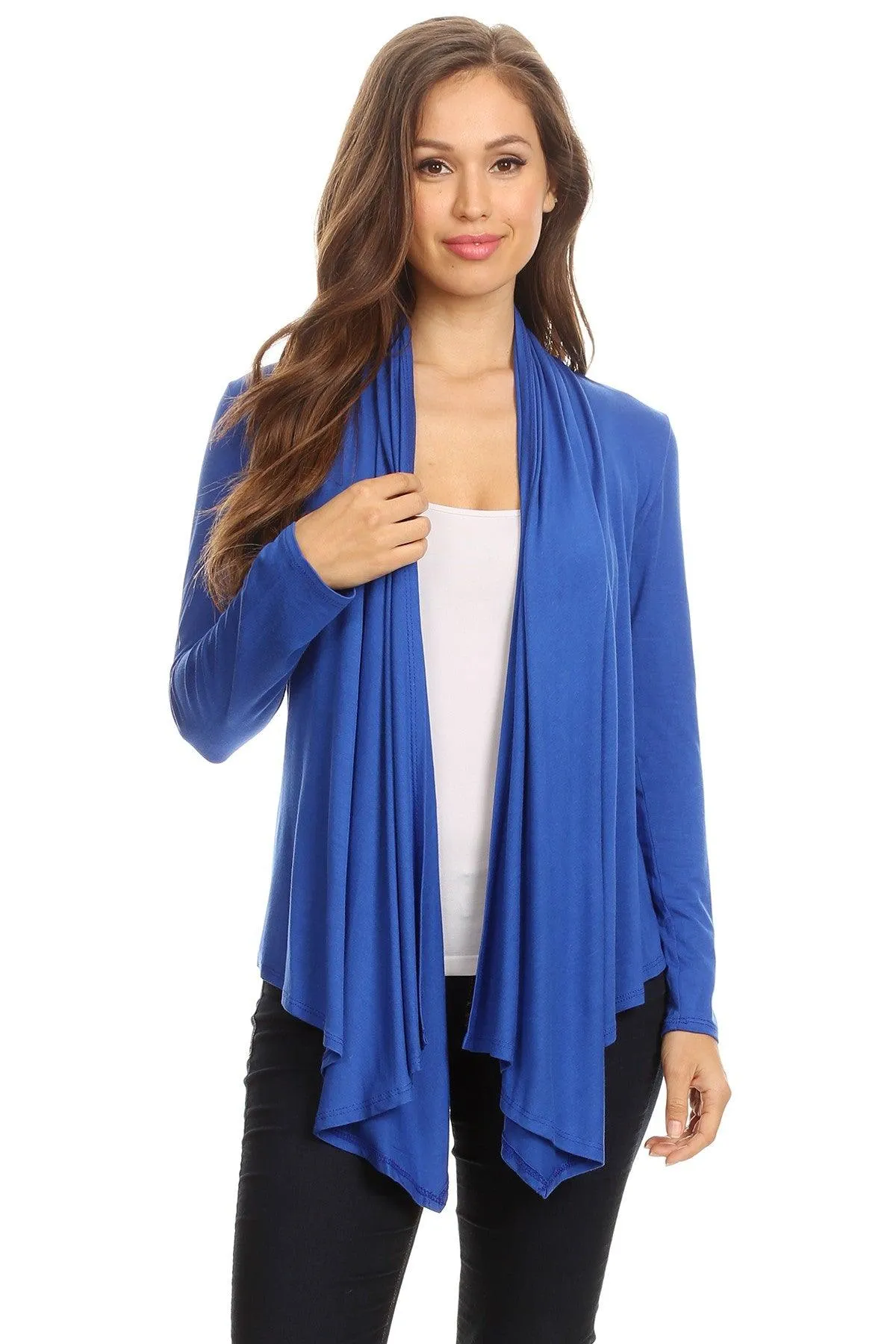 Women's Casual Solid Long Sleeve Drape Open Front Cardigan