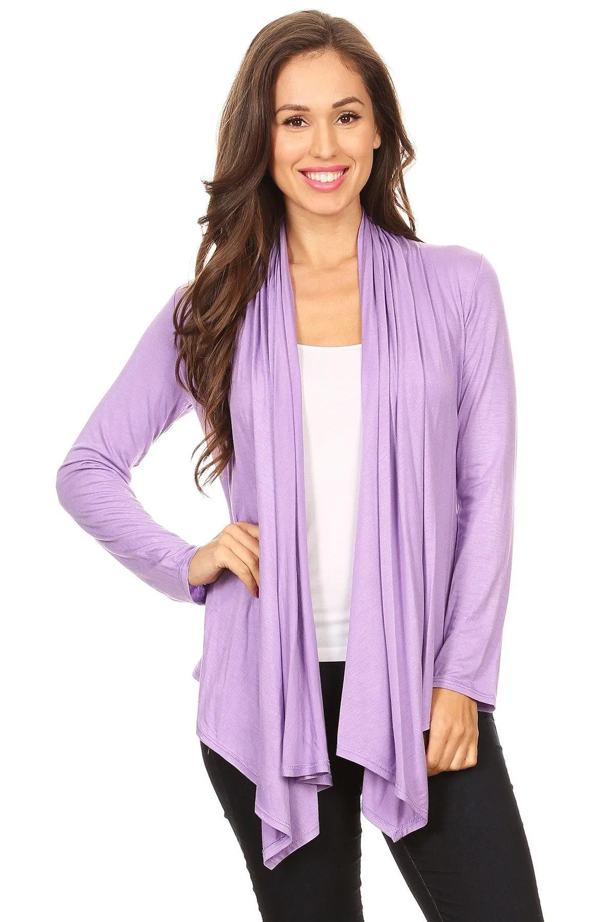 Women's Casual Solid Long Sleeve Drape Open Front Cardigan