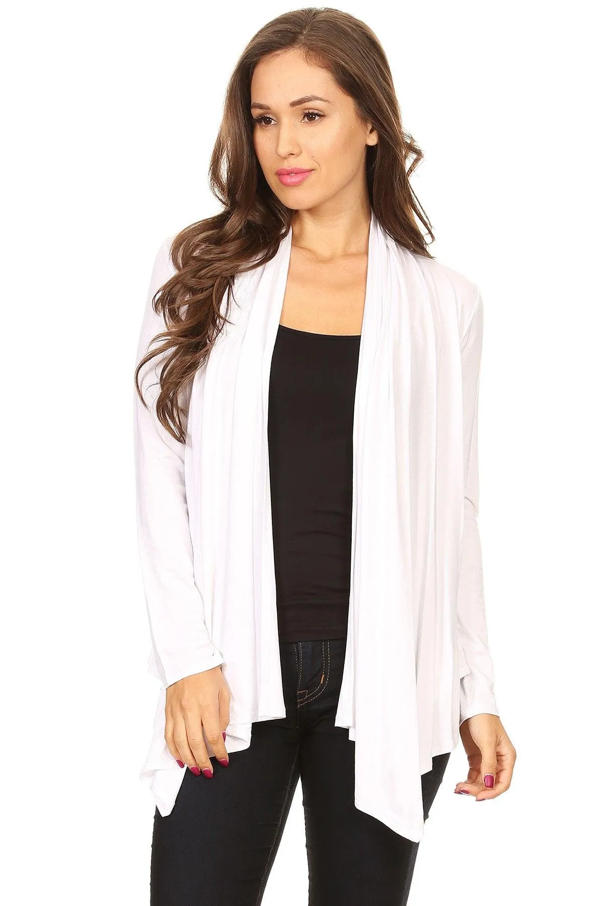 Women's Casual Solid Long Sleeve Drape Open Front Cardigan