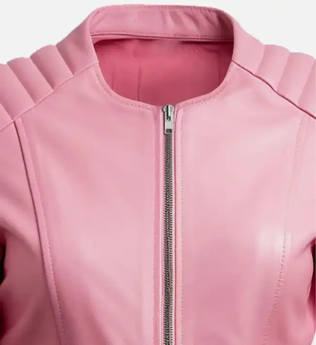 Women's Pink  Biker Leather Jacket