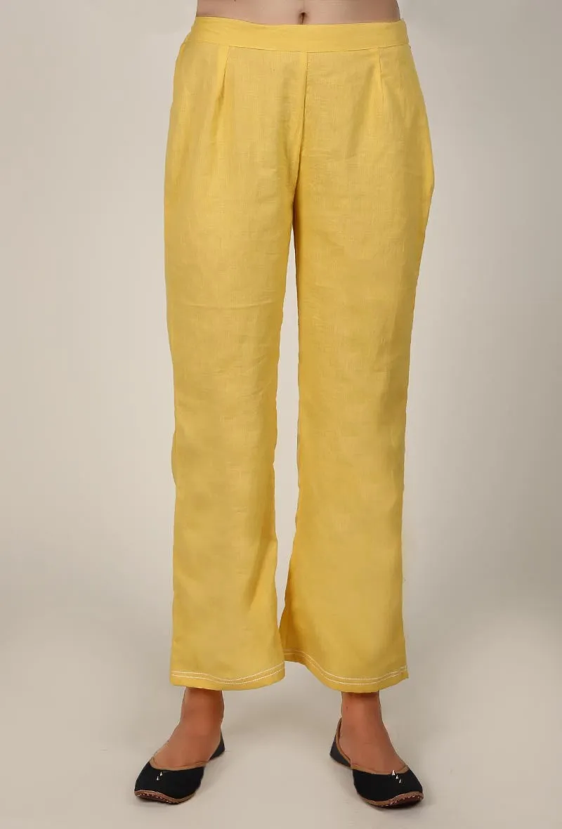 Yellow Cotton Flex A-line Palazzo