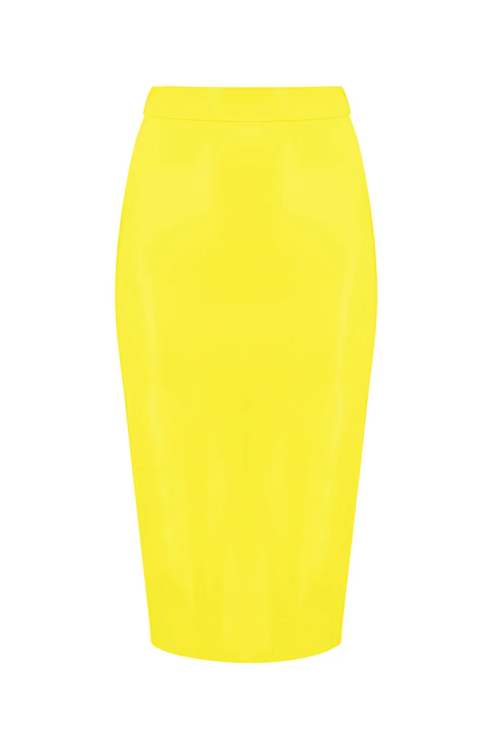 Yellow Latex Midi Skirt