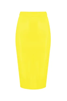 Yellow Latex Midi Skirt