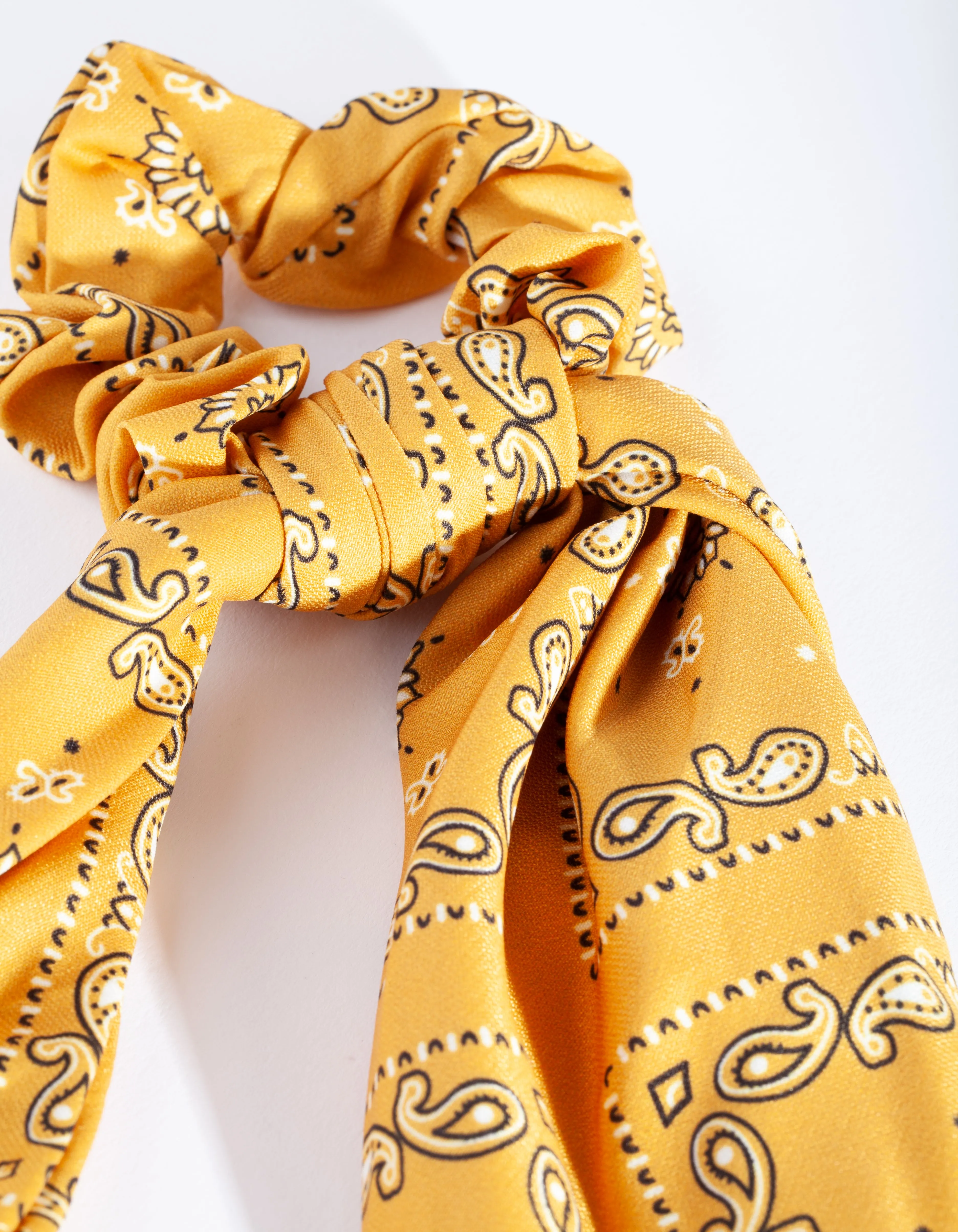 Yellow Paisley Scarf Scrunchie