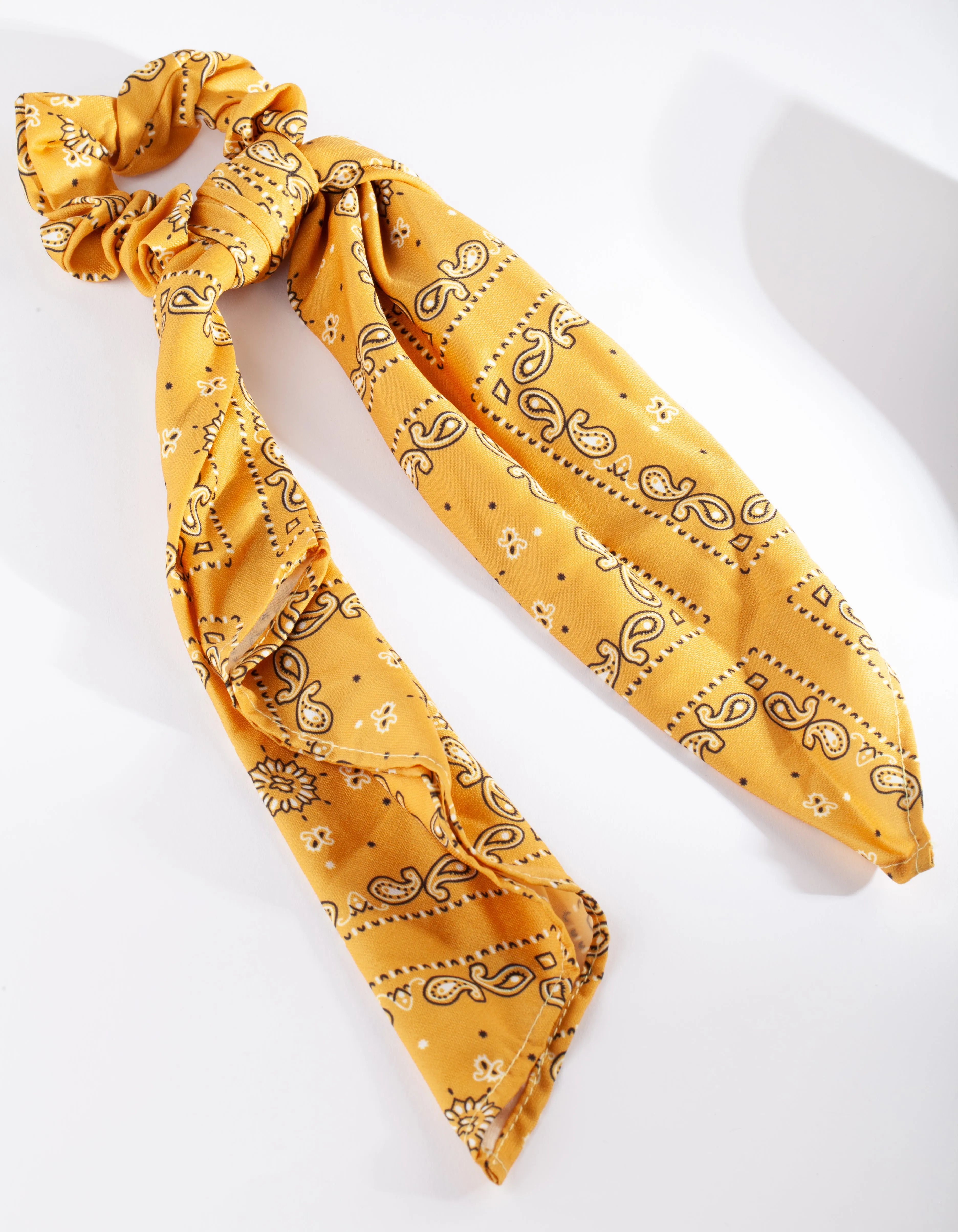 Yellow Paisley Scarf Scrunchie