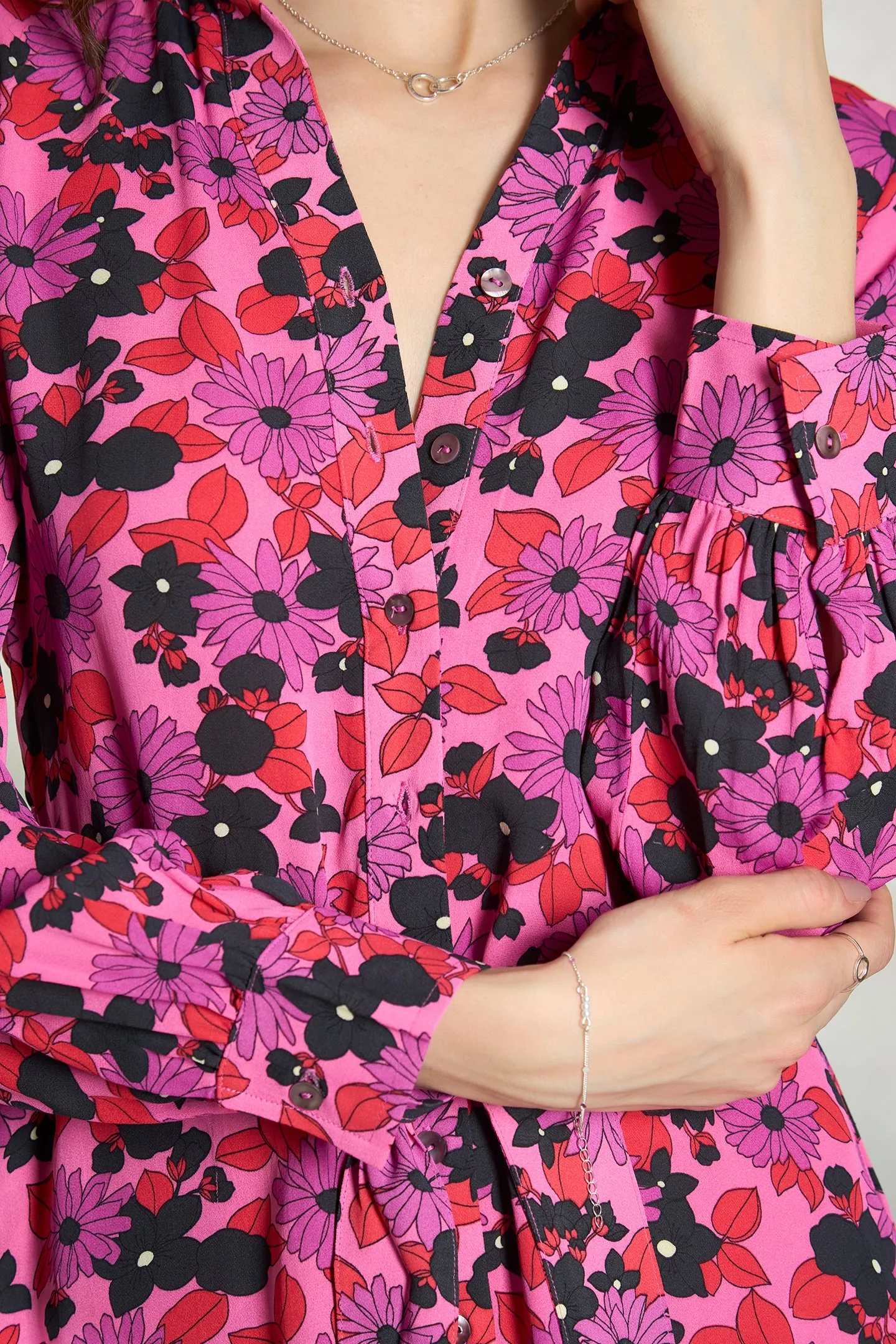 Zahra|Floral Button-Down Dress